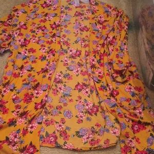 Flower pattern orange cardigan